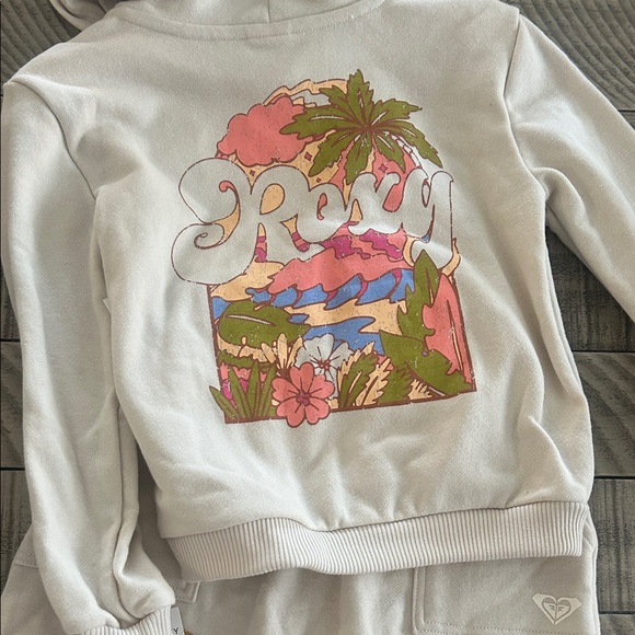 Roxy Beige Kids Hoodie and Skirt Set - Picture 2 of 3